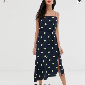 Miss selfridge strappy midi polka dot dress